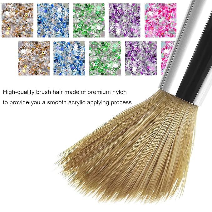 BeGlory 5PCS Acrylic Nail Art Brushes Set - Nylon Round Head - Pink, Gold, Silver, Blue, Green Handles - Manicure & Pedicure Tools