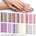 DANNEASY 16 Sheets Nail Polish Strips Full Nail Wraps Self Adhesive Nail Polish Stickers Gel Nail Strips Sticker Nails for Women Nail Art Accessories with 1pc File, Cuticle Stick (Gradient Glitter)