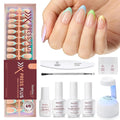 Beetles X Press Plus French Tips Press On Nails, 16 Sizes 224 Pcs Pastel Short Almond Press On Nails Gel Nail Tips Pre-Applied Primer Base Coat Soak Off Uv Nail Extension Manicure Gift for Women