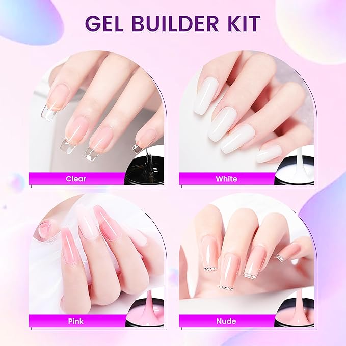 AIJIMEI 150g Builder Nail Gel Set Quick Drying Clear Hard Nail Gel Reinforcement Extension Gel Nail Shaping Nail Art Long-Lasting Protection for Beginner DIY at Home