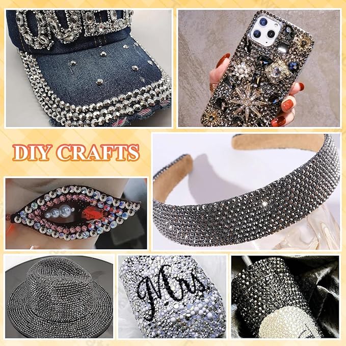 20000Pcs Dark Silver Flatback Jelly Resin Rhinestones for Bedazzling, Mix Sizes Crystal Rhinestones Gems, Dark Silver Gems Bedazzling for Crafting, Flatback Rhinestone for DIY Face Makeup Crafts