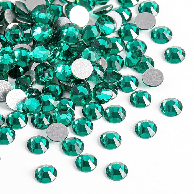Beadsland Flat Back Crystal Rhinestones Round Gems for Nail Art and Craft Glue Fix, Blue Zircon, 7.0-7.3mm, SS34/288pcs