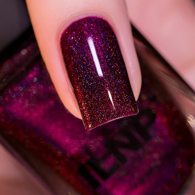 ILNP Black Orchid - Deep Burgundy Holographic Nail Polish, Chip Resistant, Non-Toxic, Vegan, Cruelty Free, 12ml