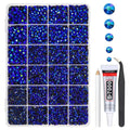 Sapphire Blue AB Resin Rhinestones w B7000 Glue for Bedazzling Crafting 2mm-6mm Flatback Jelly Stones Diamonds Gems Bedazzler Kit for Nails Face Eyes Makeup Tumblers Bottles DIY Crafts Shoes