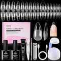 Beetles Gel Nail Kit Curve-EX, Almond Medium, 320pcs 16 Sizes Nail tips, with 15g Nail Glue Gel Hands-Free, 7.5ml Base Gel & Top Coat, Mini Lamp, for Acrylic Press On Nail, Extension DIY Set at Home