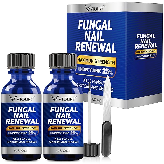 Toenail Fungus Treatment Extra Strength – VTROUY 2 Bottle Nail & Toe Solution with Undecylenic Acid 25% and Tea Tree Oil 15ml 2Pcs