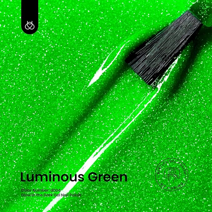 Beetles Gel Nail Polish, Luminous Green Glow in the Dark Gel Nail Polish Soak off Uv Led Nail Lamp Nail Art Manicure Salon DIY Home 0.5Oz