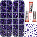 11000Pcs Purple 2/3/4/5mm Flatback Rhinestones with Glue for Bedazzling Crafting Clothing Clothes Crafts Shoes Nail Art, Dark Purple Resin Flat Back Gems Crystals Diamonds Gemstones Jewels Stones Kit