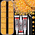 Resin Jelly Rhinestones for Crafting with B7000 Jewelry Glue, 1 Box Light Orange AB Flatback Crystal with 3Pcs 10ml Glue, Bedazzling Non Hotfix Gems for DIY Tumblers Clothing Shoes Manicure