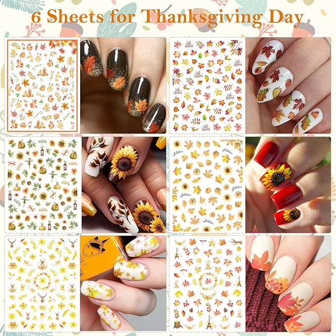 30 Sheets Fall All Holiday Nail Stickers, Autumn Halloween Christmas Thanksgiving Valentine's St. Patrick's Day Nail Art Decals Mixed All Season Set, Self-Adhesive Year-Round Manicure Decorations