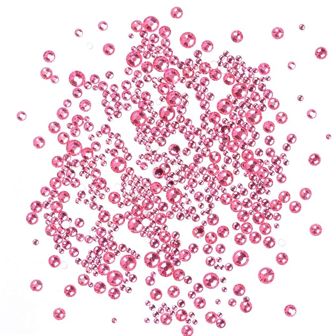 AD Beads 4300 Pieces Flat Back Nail Art Rhinestones Round Beads 6 Sizes (2-6.5mm) with Storage Organizer Box,Rhinestones Picking Pen for Nail Art Phone Decorations Crafts DIY (Rose)