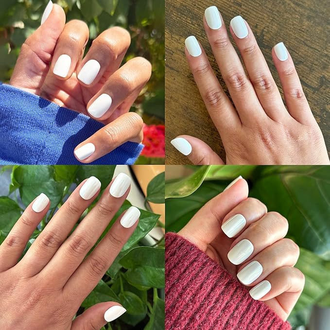 Olive & June Instant Mani Press-On Nails (Glue) | 42 Fake Nails, 21 Sizes | Non-Toxic, Long-Lasting Recycled Materials Realistic Look | Extra Short, Round | Extra Cheese Please w/stickers