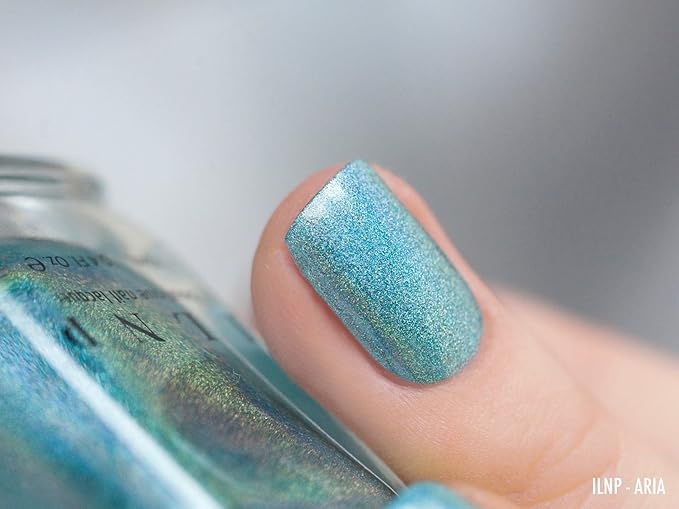 ILNP Aria - Sky Blue Ultra Holographic Nail Polish, Chip Resistant Manicure, Non-Toxic Nail Lacquer, Vegan, Cruelty Free, 12ml