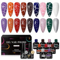 MTSSII 12pc Crackle Gel Nail Polish Set - 8 Colors, Amazing Crackle Effect, Long-lasting, UV LED Lamp Needed