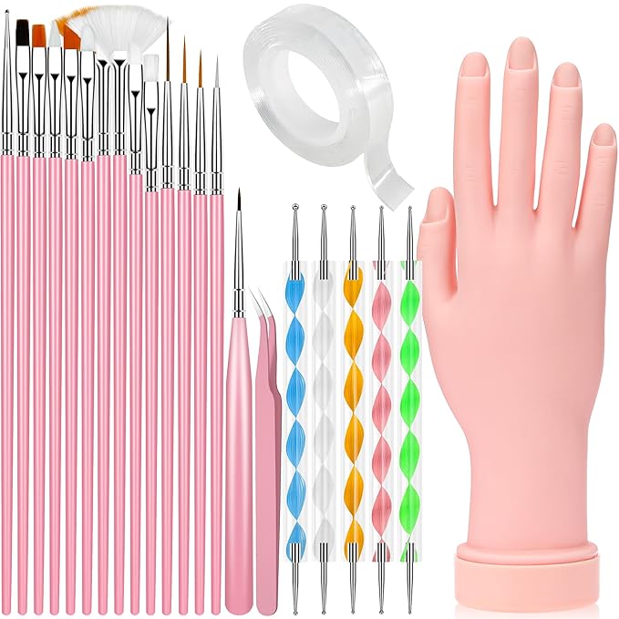 Practice Hand for Acrylic Nails Soft Touch Mannequin Hand for Nails, Flexible and Bendable Fake Hand with nail tools for Nails for Nail Art Beginners