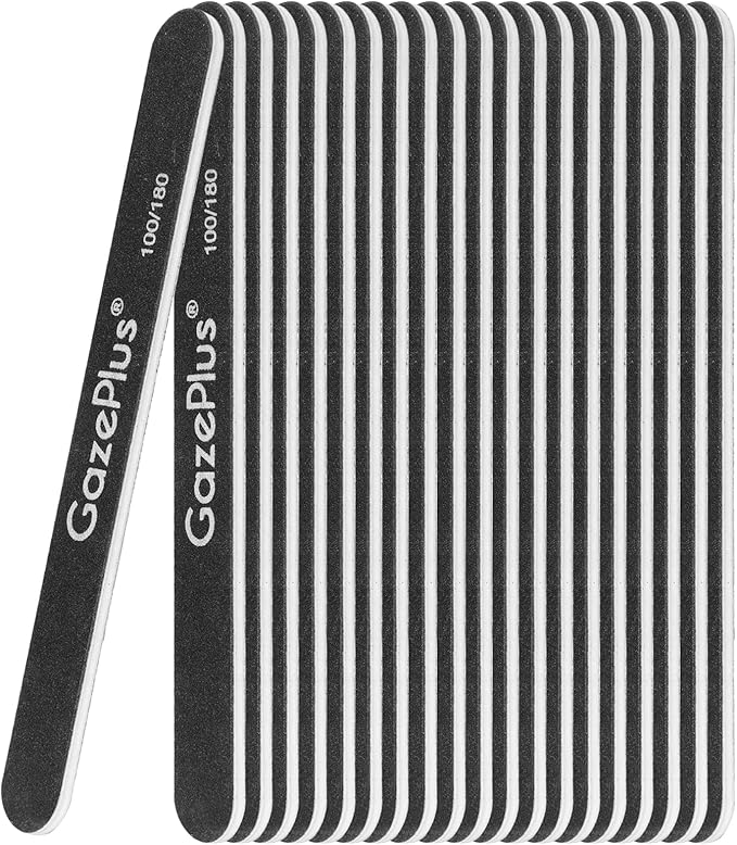 Nail Files, 24 PCS Fingernail Files 7" Long 100/180 Grit Emery Boards for Nails Professional Nail File Bulk Washable Suitable for Both Acrylic and Natural Nails Black