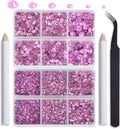 NCB Hotfix Iron on 8000pcs Crystal Rhinestones Round Gem for Crafts Decoration DIY Jewelry Making with a Tweezers and 2 Picking pens (Lt. Rose, 6Sizes SS4-SS30)