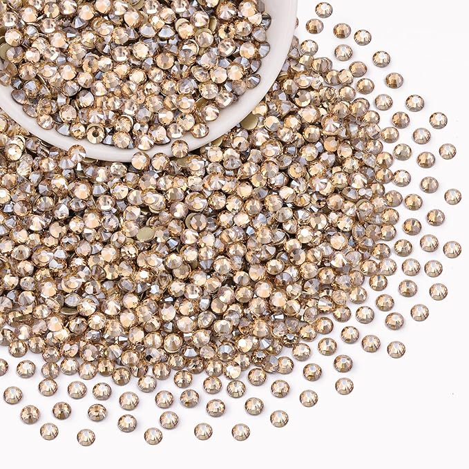 2000PCS SS20/5mm Crystal Rhinestones (Golden Shadow/Champagne), Bedazzling Flatback Glass Rhinestones for Crafting, Gems Diomand for Tumbler Shoes Clothing Nail Art