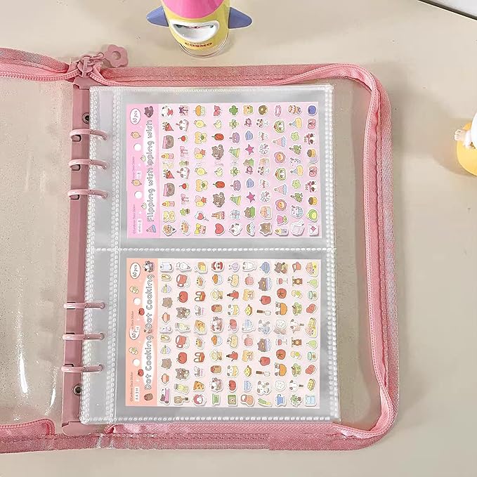 Nail Sticker Book Nail Art Organizer Display 40 Slots Sticker Storage Organizer Binder Empty Stickers Holder DIY Design Tools (pink)