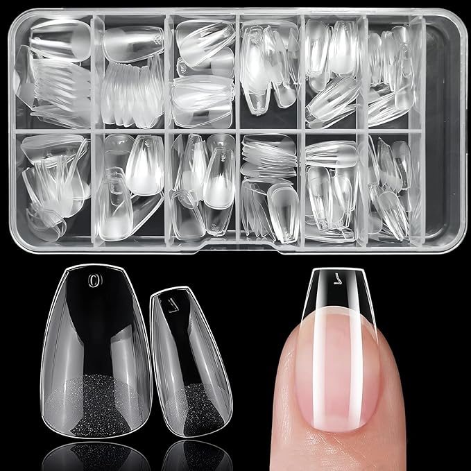 240pc Coffin Gel Nail Tips Short Fake Nails for Press on Nails Clear Acrylic Nails Tips, 12 Sizes Full Cover Nail tips Coffin Soft Gel Nail Tips False Nails Extension Artificial Fingernail