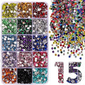15000Pcs Flatback Rhinestones for Crafts, 5mm Mixed Color Crystals Rhinestone, Resin Flatback Glitter Gems Nail Diamonds Rhinestones for Clothes Accessories DIY