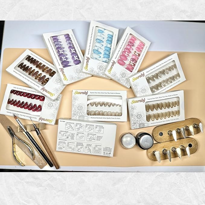 Hand Painted Handmade Press On Nails Short Almond Ombre Pink White with an Ultra-Glossy Mirror Finish.Reusable Soft Gel Nails in 15 Sizes -30 Nail Kit with Glue | Designed in LA|Vanilla Cream