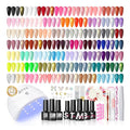 Coscelia 73pc Gel Nail Polish Kit with U V light, 60 Bottles Gel Nail Polish Soak off Top Base Coat Spring Colors Enchantment Collection Glitter Nail Rhinestones Gel Manicure Kit Valentines Day Gifts