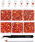 Beadsland 4300pcs Flatback Rhinestones,Orange Rhinestone Nail Gems Round Crystal Rhinestones for Crafts,Mixed 6 Sizes with Picking Tweezers and Wax Pencil Kit, SS6-SS20,Hyacinth/Orange