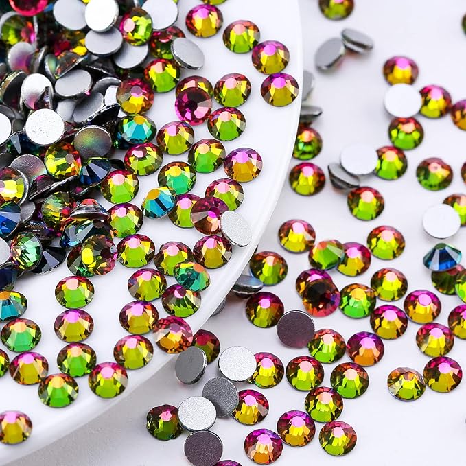 Novani Rhinestones 1440pcs SS10 Glass Rhinestones Crystal Flatback Gemstones for Crafts Nails Makeup Bags and Shoes Decoration（SS10, Rainbow）