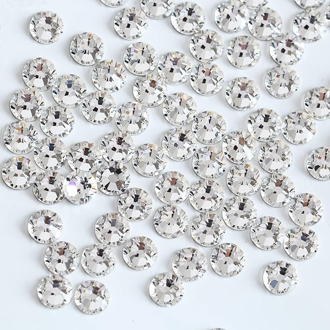 Blinginbox Flatback Rhinestones Bulk,2880pcs Crystal Round Loose Gemstones Glass Rhinestones for Crafts Makeup Nail Art Clothes Shoes DIY Decorations(SS30,6.4-6.6mm,Crystal)