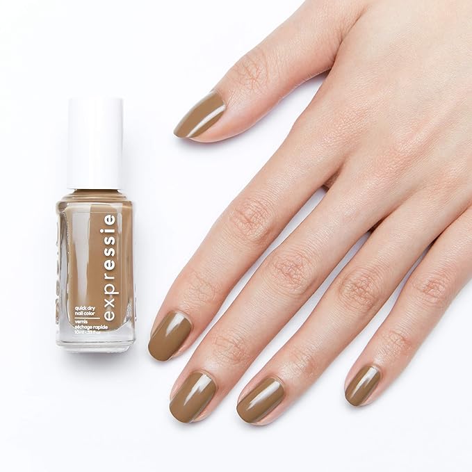 essie expressie Quick-Dry Vegan Nail Polish, Don't Be Latte, Mid Tone Brown, 0.33 Ounce