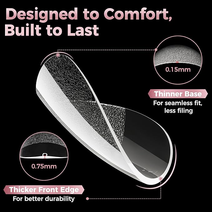 Extra Short Oval Round Nail Tips: 240Pcs Tri-Layer Core Soft Gel Nail Tips, Pre-shaped Short Oval Press On Nails, 12 Sizes Half Matte Full Cover Clear Short Nails for Extension Art DIY Salon