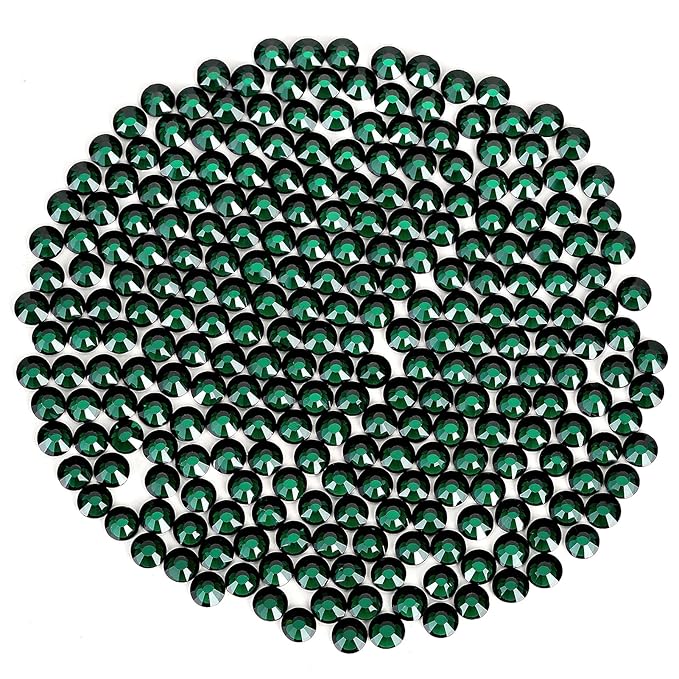 Emerald Rhinestones Flatback Rhinestone for Crafts Glass Nail Rhinestones Nail Gems Crystals for Makeup Bags Shoes Decoration DIY(SS30,288pcs,Emerald)