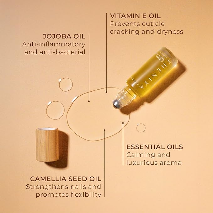 Cuticle Oil for Nail Strengthening and Growth – Hydrating, Vegan, Organic Formula with Jojoba & Vitamin E | 3 Signature Fragrances | 5mL Roll-On (0.17 Fl Oz, Sandalwood Fragrance)