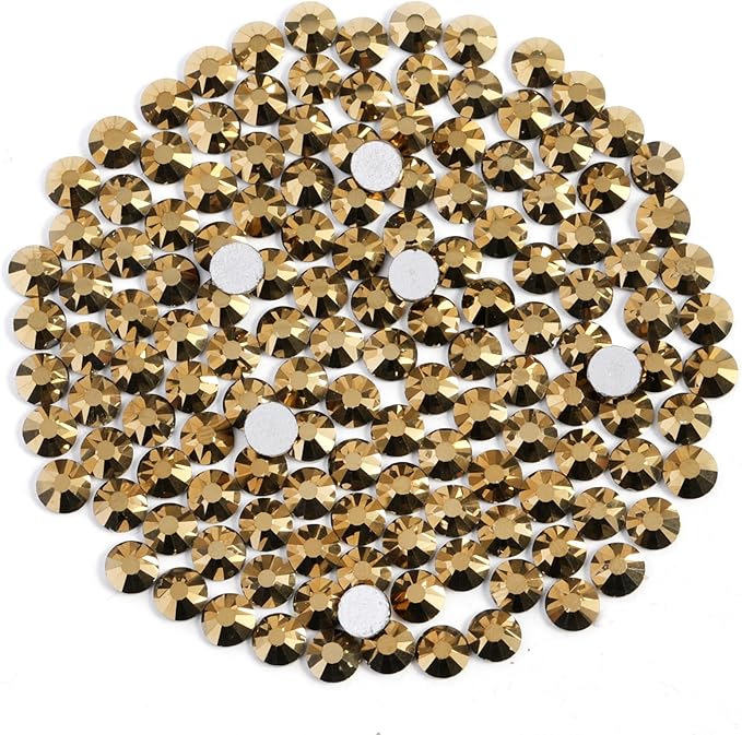 Beadsland 1440pcs Flat Back Crystal Rhinestones Round Gems for Nail Art and Craft Glue Fix, Aurum, SS8, 2.3-2.5mm