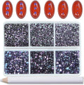 Bymitel Hotfix Crystal Rhinestones Round Gems for Crafts,Mixed 6 Sizes with Wax Pencil Kit, Tazanite1.3-3.2mm(SS3-SS12/8000pcs)