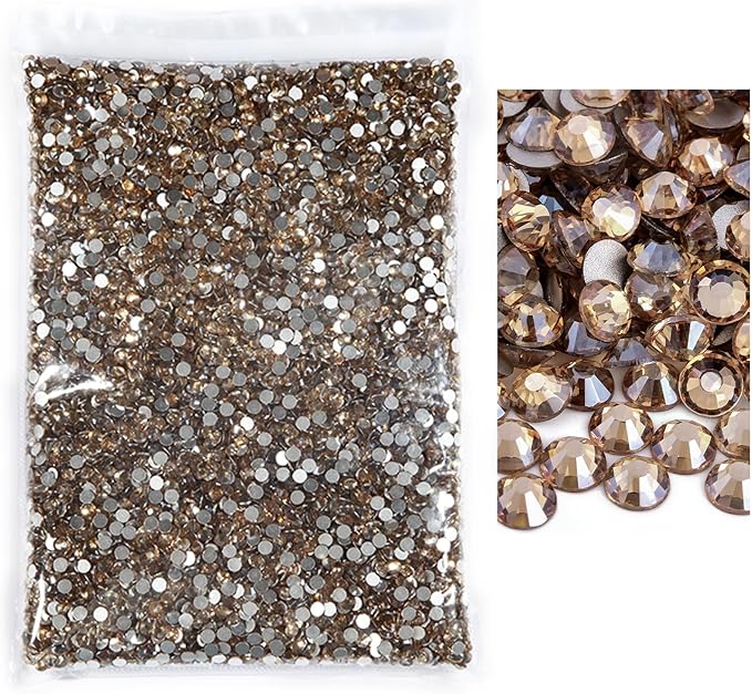 Blinginbox Flatback Rhinestones Bulk,14400pcs Crystal Round Loose Gemstones Glass Rhinestones for Crafts Makeup Nail Art Clothes Shoes DIY Decorations(SS16,3.8-4.0mm,Golden Champagne)