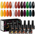 MEET ACROSS 12pcs Gel Nail Polish Set,Soak Off UV LED Lamp Gel Nail Polish Kit,Fashion Shimmer Nail Art Design Gifts for Women Manicure Salon (Autumn series)