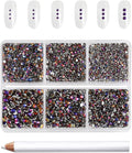 Beadsland 7200pcs Flatback Rhinestones,Blue Rhinestone Nail Gems Round Crystal Rhinestones for Crafts,Mixed 6 Sizes with Wax Pencil Kit, SS3-SS10,Blue Volcano