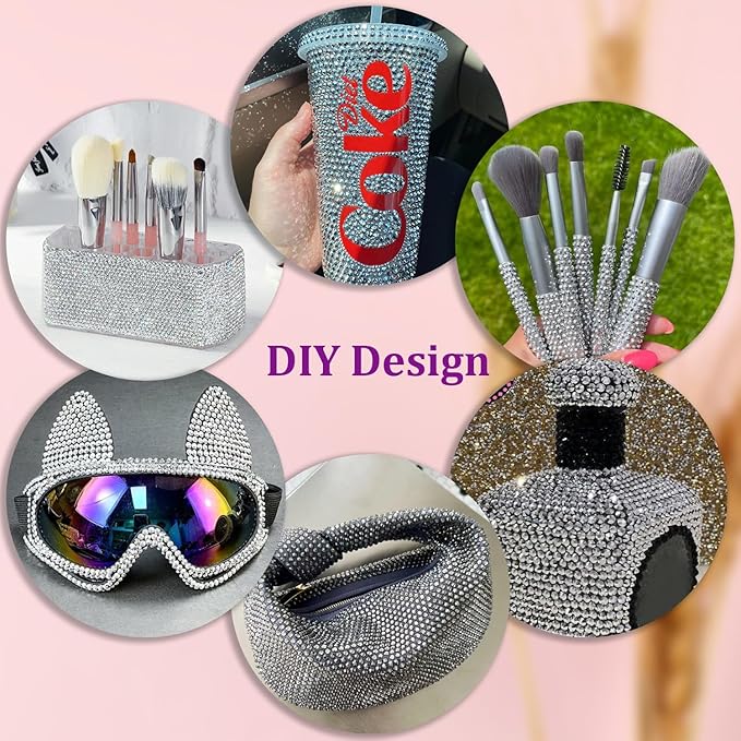 30000Pcs Silver Rhinestones for Bedazzling with B7000 Jewelry Glue, Bedazzler Kit Bulk Flatback Gems, Resin Rhinestones for Crafting Crafts Clothing Shoes Fabric Nail Art Assorted Size 2/3/4/5/6mm