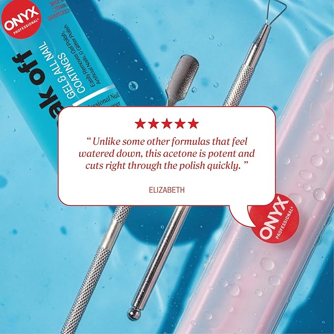ONYX Professional 4PC Soak Off Essentials - Gel & Nail Removal Kit, Includes Gel Nail Polish Remover, Cuticle Pusher Tool, & Gel Polish Scraper