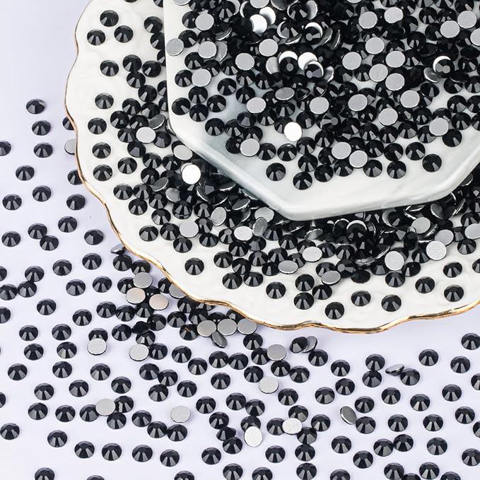 10000PCS Black Rhinestones Bulk, Flat Back Crystal Glass Stone Round Gems,SS20, 4.6-4.8mm