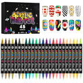 Kalolary 48 Color Nail Art Markers Set, 3D Nail Art Pens Point Nail Graffiti Dotting Pen Quick-Drying Waterproof Double Headed Acrylic Paint Pens Set for DIY Nails Art Design