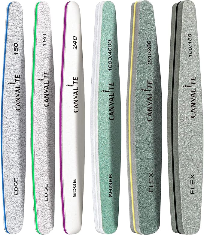 Nail Files Canvalite Nail File and Buffer Professional Emery Boards Washable Double Sided Reusable Manicure File for Home and Salon Use 6 PCS