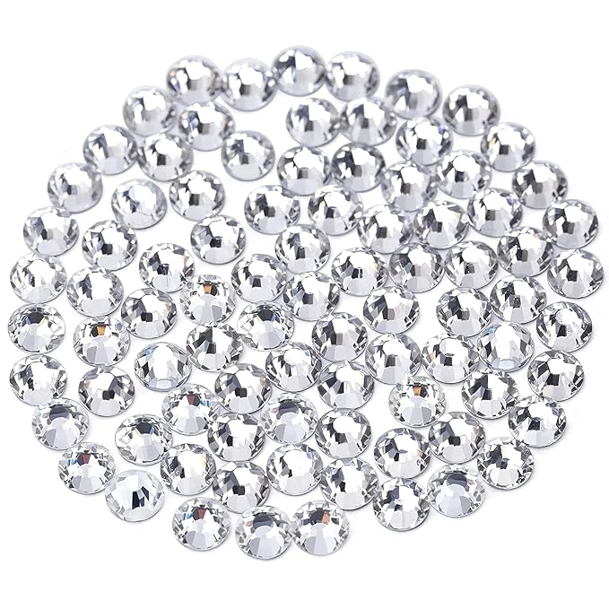Novani Crystal Rhinestones, Flatback Loose Gemstones 144pcs Glass Rhinestones for Clothes Shoes Crafts Makeup Nail Art and DIY Decorations(SS40, Crystal Clear)