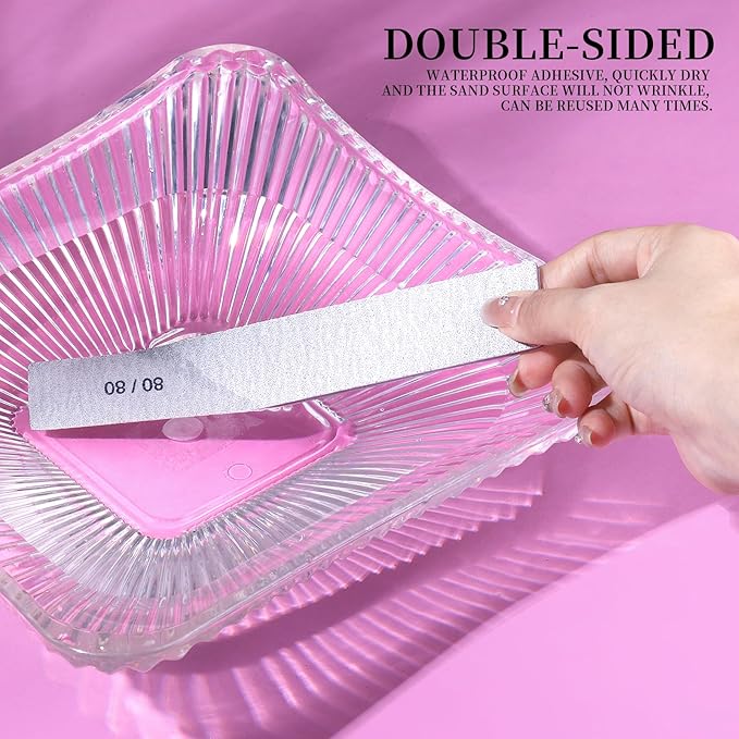 FANDAMEI Nail File, 24PCS 80/80 Grit Nail Files, Double Sided Emery Boards for Nails Buffering, Professional Nail File for Natural Acrylic Nails, Rectangular Manicure Nail Files Set, Coarse Grit 80/80