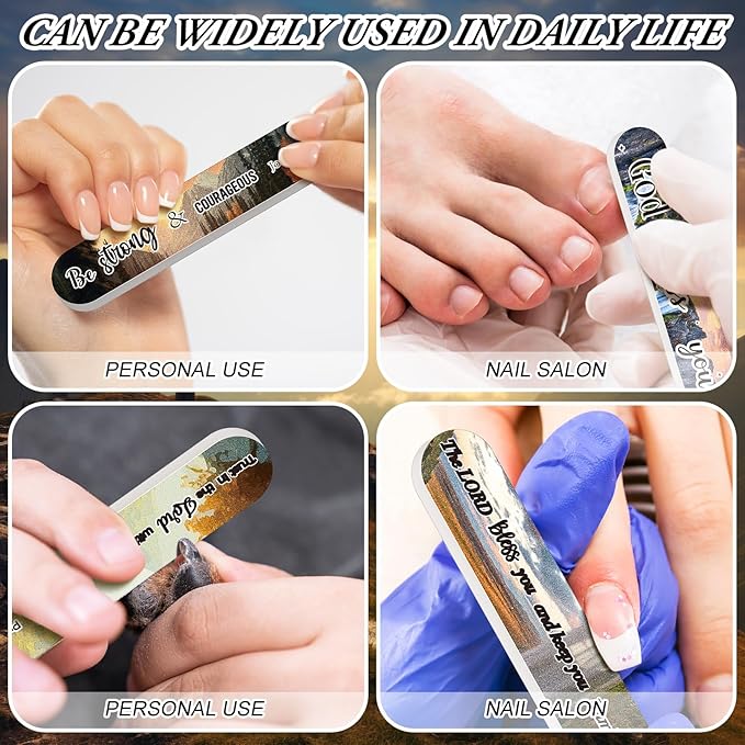 50 Pcs Christian Gifts for Women Bulk Christian Nail File Bulk Mini Bible Scripture Women's History Month Gift Emery Board Nail Files Religious Motivational Gifts for Men Employee Coworker
