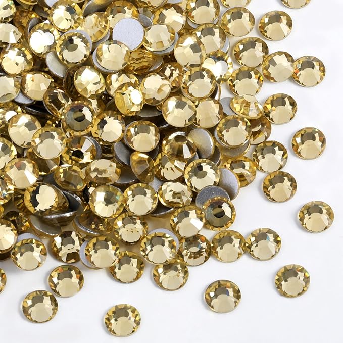 Beadsland 1440pcs Flat Back Crystal Rhinestones Round Gems for Nail Art and Craft Glue Fix, Jonquil, SS6, 1.9-2.1mm