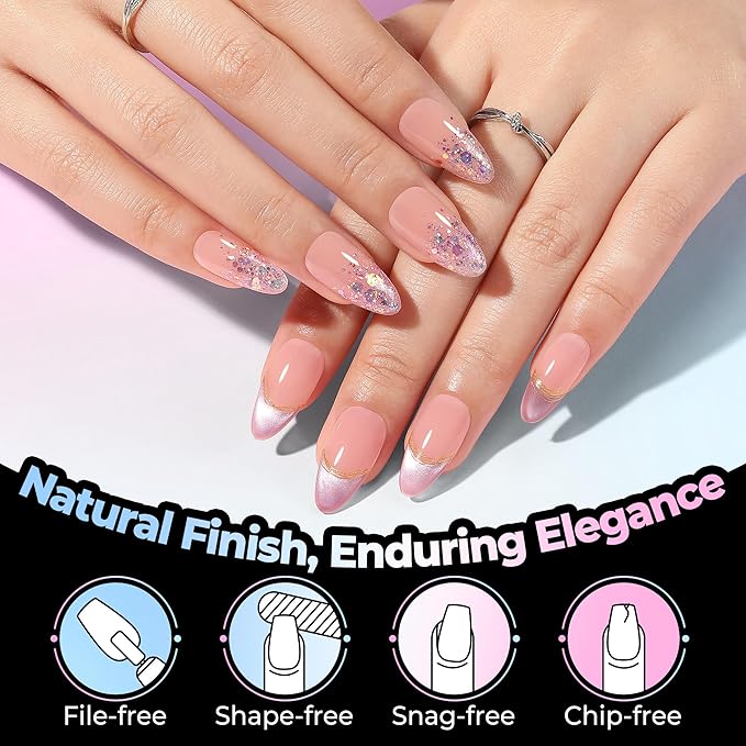 UNA GELLA Almond Nail Tips Medium 15 Sizes 300PCS Pre-Etched Gel Acrylic Nail Tips Almond Shape Easy Salon Press On Nails Long-Lasting Hold Full Cover Fake False Nails Snug Fit