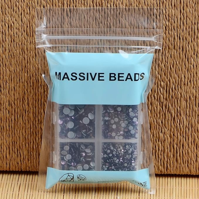 4000Pcs Mixed Size Hot Fix Round Crystals Gems Glass Stones Hotfix Flat Back Rhinestones (Tanzanite)